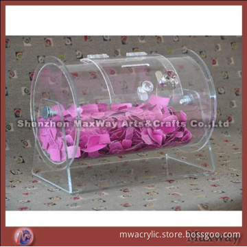 Freestanding Round Water Clear Acrylic Locking Ballot Gift Box